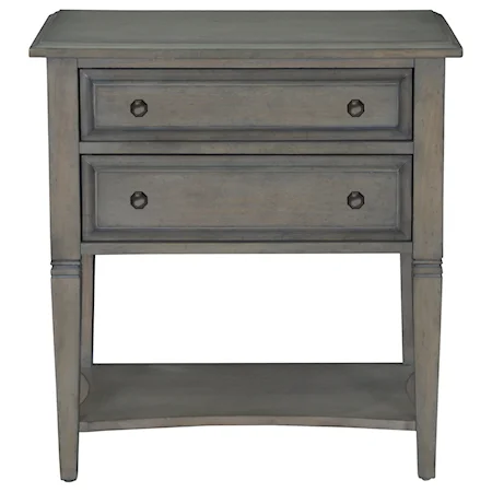 Weathered Gray Table Nightstand with Touch Lighting Set-Up